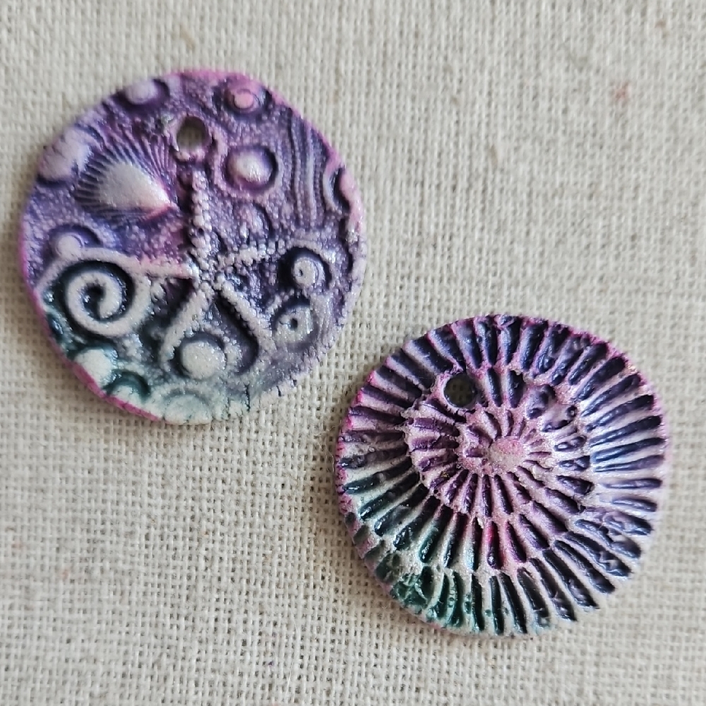 Textured Artisan Porcelain Ocean Starfish Shell Earring Charms Silver Dust